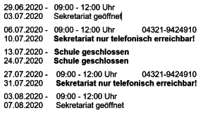 TLS-Öffnungszeiten in den Sommerferien